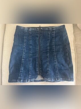 Free People We The Free Denim Mini Skirt Exposed Zip Y2K Size 0